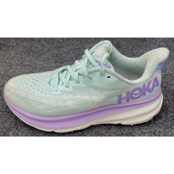 Hoka One Shoes Womens 8 Clifton 9 Running Athletic Ocean Lilac Run Sneaker - Picture 1 of 14